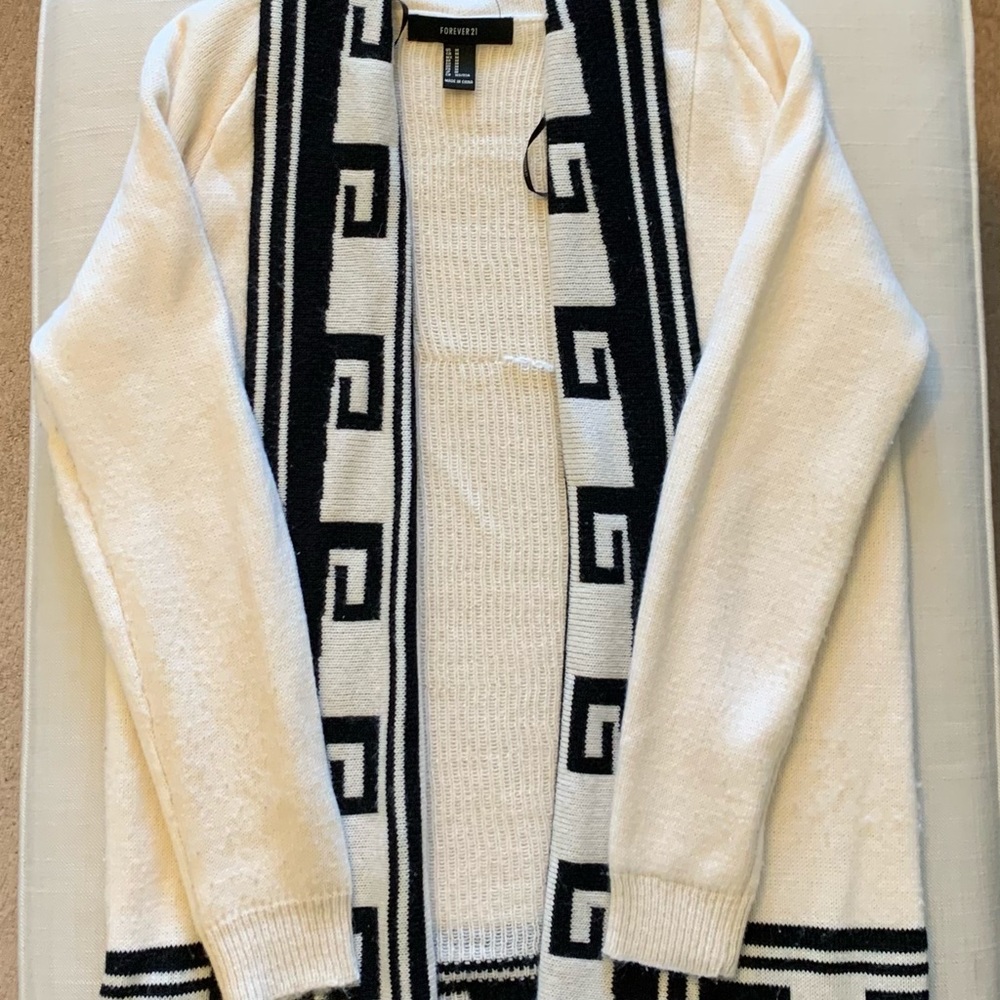 Forever 21 Cream/Black Cardigan